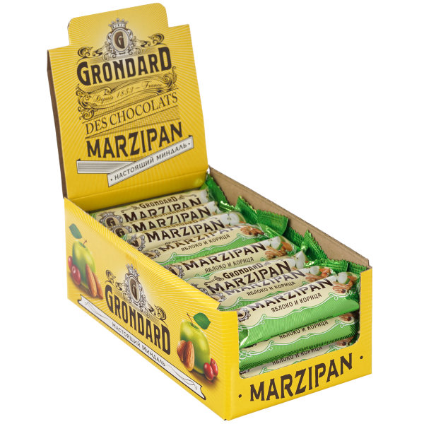 №1 TM Grondard     (9388) Батончики глазированные Марципановые Яблоко-Корица, (24шт по 50г)     в Смоленске