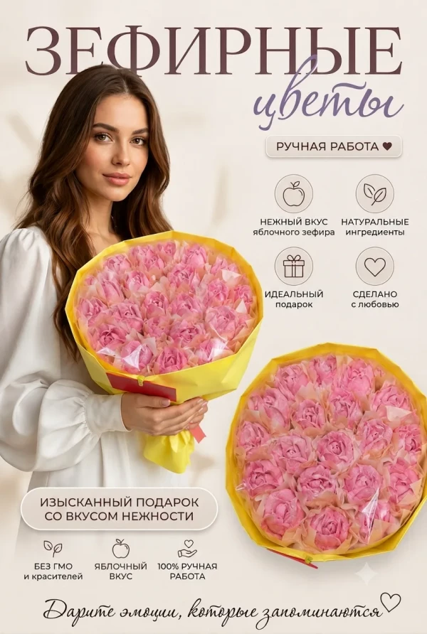 №1 Букет Зефирный Размер XL розовый,350г в Смоленске