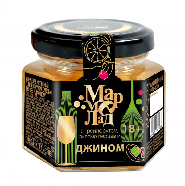 №2 Мармелад в банке "С грейпфрутом, смесью перцев и джином" 130г (18+)  в Смоленске