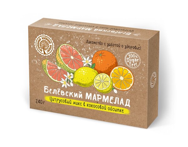 №2 Мармелад белевский на фруктозе 240г "Цитрусовый микс" в Смоленске